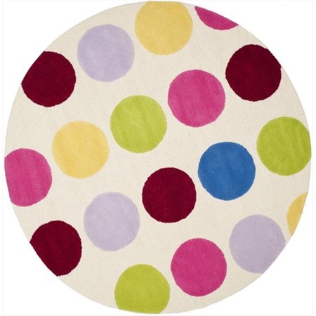 SAFAVIEH 6 x 6 ft. Round Novelty Kids Ivory and Multicolor Hand Tufted Rug SFK386A-6R